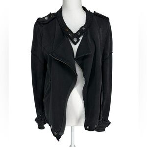 FATE BY LFD / Black Distressed Cotton Moto Jacket / Large / Goth Emo Alt Girl